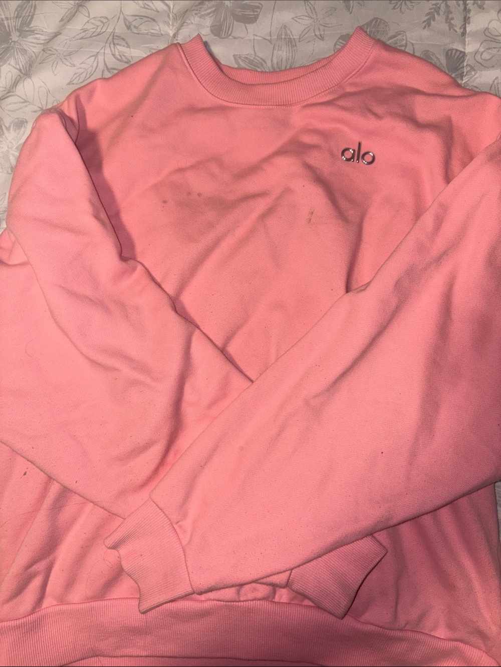 ALO Yoga Pink Crewneck Sweatshirt with Small Logo